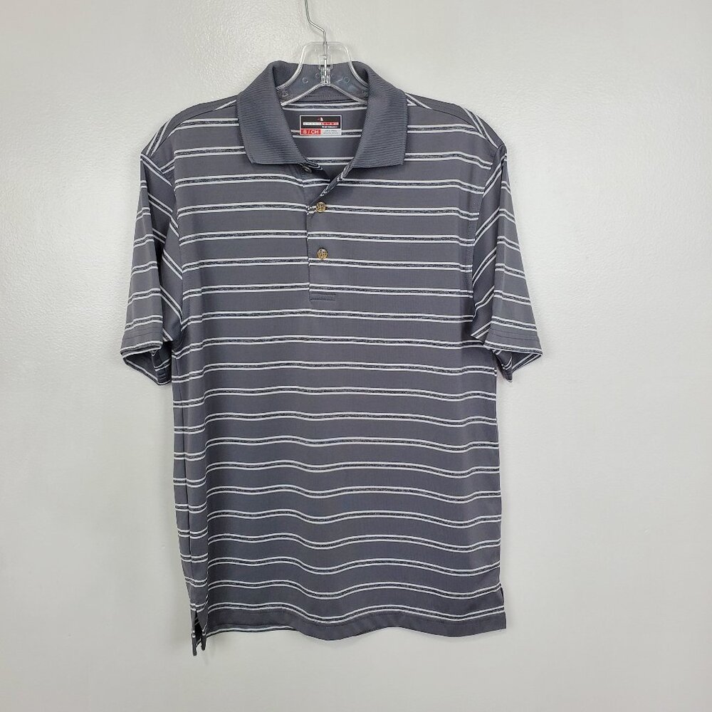 Grand Slam Performance Men's Striped Short Sleeve Collared Polo Shirt Size S